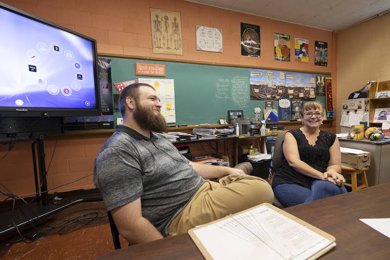 Morrison High School Ag teachers Johnathon Hendricks and Tonia Promo speak about the program Wednesday, Sept. 18, 2024.