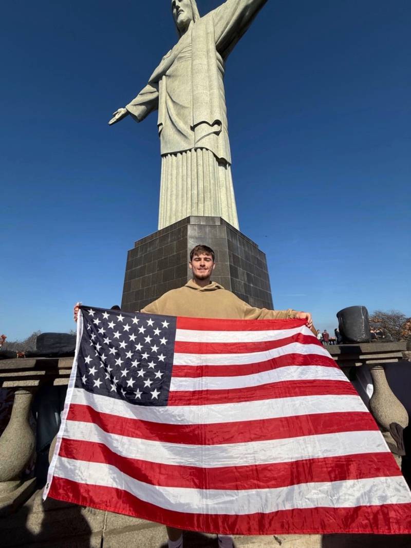 Princeton's Grady Thompson got to do some sight-seeing while playing for the USA D-3 Basketball Team on its 2025 Brazil Tour and made a stop at the famous Christ the