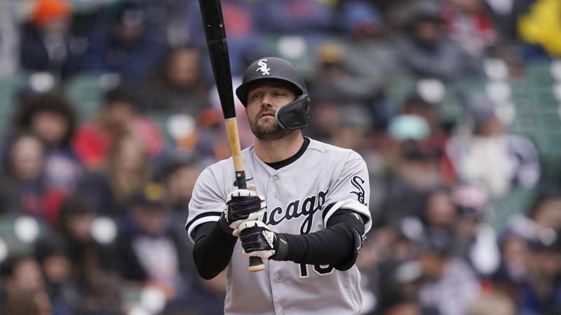 Chicago White Sox outfielder AJ Pollock plays during the ninth inning on Saturday, April 9, 2022, in Detroit.