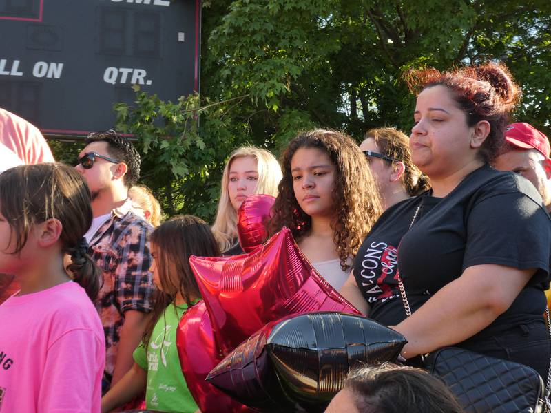 A prayer vigil and balloon release was held at Oriole Park in Chicago on Monday night, August 1, 2022 to mourn the loss of seven killed, including Lauren Dobosz and her four children, in a tragic car crash that occurred Sunday on I-90 near Hampshire.