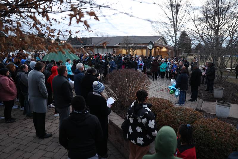 Hundreds of community members gather for a candlelight vigil for the victims of the March 5th shooting on Wednesday, March 8th, 2023 in Bolingbrook.