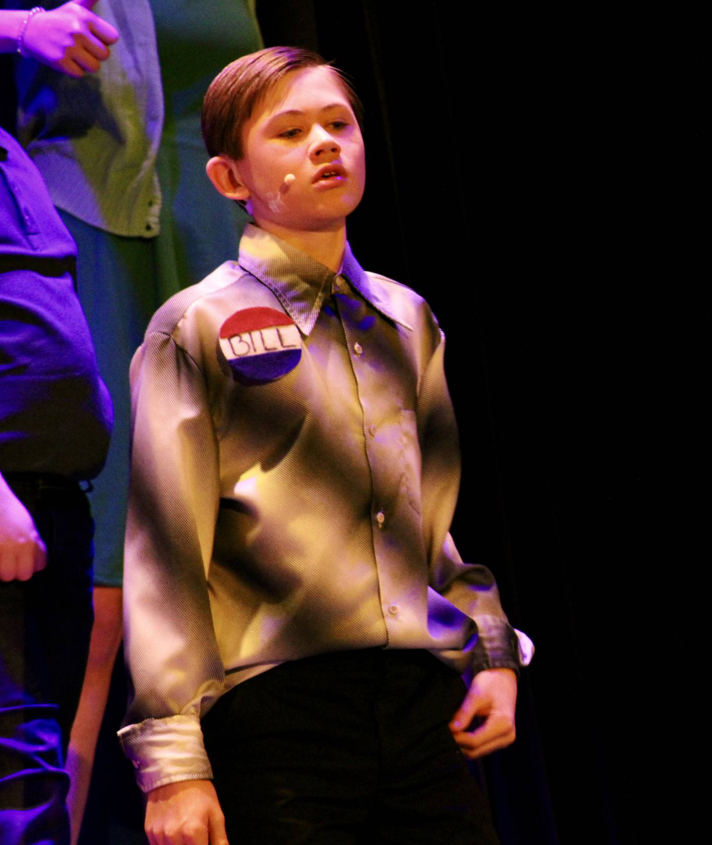 From the song "Just A Bill," Landon Aldridge as George is center stage during the Woodlawn Arts Academy and Dixon Public Schools production of "School House Rock! Live Jr." on Friday at James A. Wiltz Auditorium.
