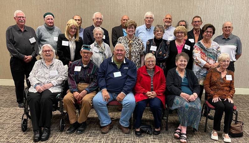 Members of St. Charles High School's Class of 1960 held a reunion the weekend of Oct. 15. Pictured are:

Front; Judy Ettel-Petersen, Cliff McIIvaine, Don Frohling, Margo Peterson-Koch, Sandra Ruptic-Fitzmaurice, Cathy Pierce-Shumway

Middle Row; Patricia McCornack-Clarrissimeaux, Judy Wise-Gould, Nancy Ford-French, Sandra Clark-Scott, Mary Petersen-Joynt, Sandra Seifert-Swanson

Back row; Paul Johnson, Mark Thorsen, Marty Hess, Dennis Jones, Tom Swanson, Mike Monahan, Lee Norris, Frank Brizzolara, Tom Anderson, Al Regelbrugge
