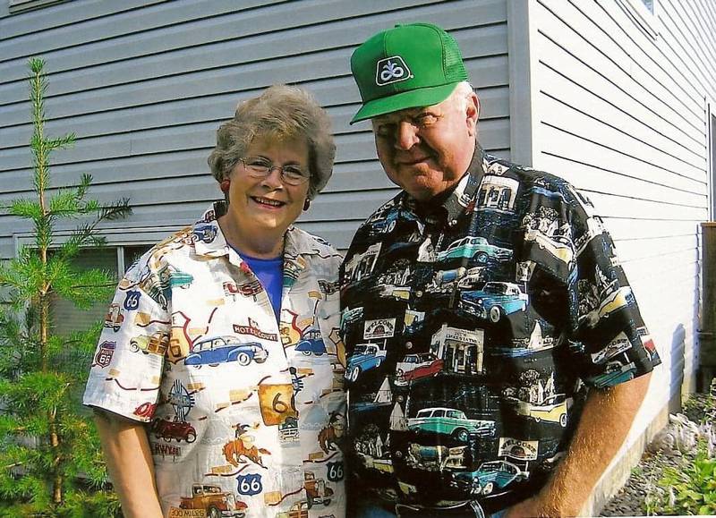 Jerry and Ann Taylor of Plainfield (both deceased) pose in their old Route 66 shirts Ann made for them because they both like old Route 66 so much. Jerry spent most of his life in Plainfield, which developed his love for small town living.