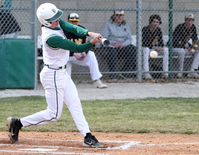 St. Bede's Ryan Slingsby grounds out on this hit against Riverdale on Monday, March 20, 2023 at St. Bede Academy.