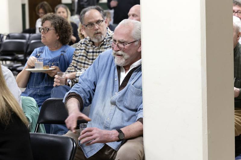 Dan Bowman reacts to taking the Best of Show award Thursday, April 3, 2025, at the 76th Phidian Club art show.