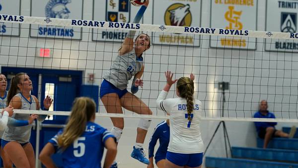 Photos: St. Charles North vs. Rosary girls volleyball