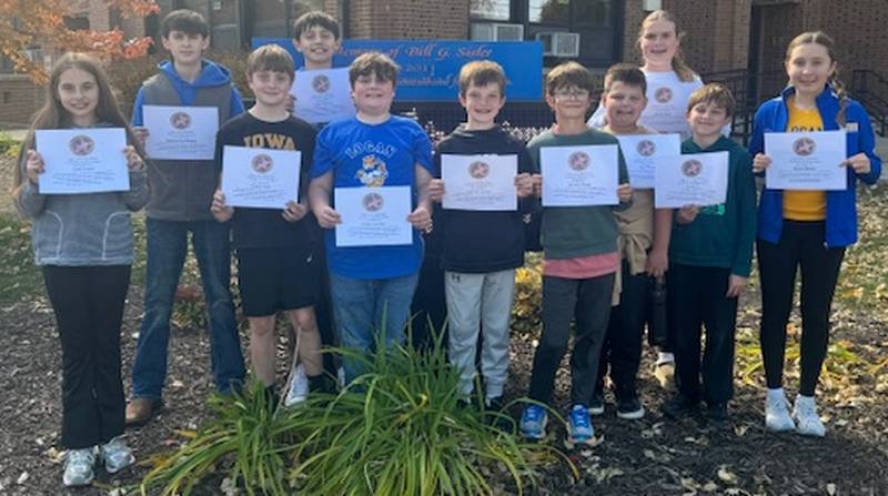 Logan Junior High School first quarter Citizenship Award recipients Edith Krabill (from left), Nashten Funderberg, Gunnar Todd, Kipton Gutshall, Duilio Alvarado, Graham Strouss, Emmett Blogg, Max Turner, Sophie Harp, Evan Gabrys, and Alyxis Watson