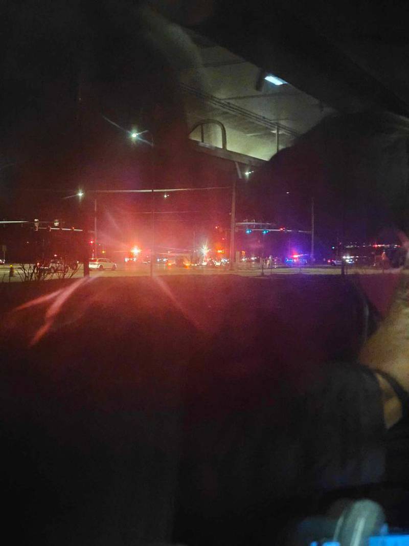 A southbound Amtrak train struck a vehicle Wednesday afternoon at Bourbonnais Parkway and Illinois Route 50.