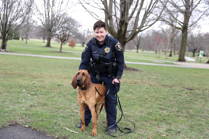 Kane County Sheriff Deputy Eden Latham works with her K-9 partner Maggie, a 2-year-old bloodhound.