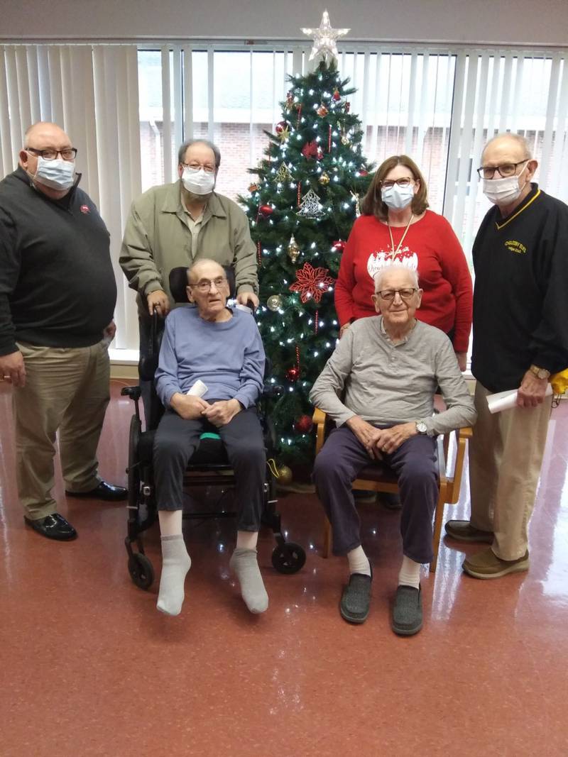 The Oglesby Elks visited charter members in the Illinois Veterans Home in La Salle donated $1,000 to cover the veterans and families Christmas party.
