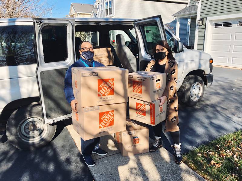 Pictured is Eddie Cable, who works at the Gateway Foundation's Kedzie location in Chicago, and Karolina Strack of Bolingbrook, who held a coat drive for that locations residents.