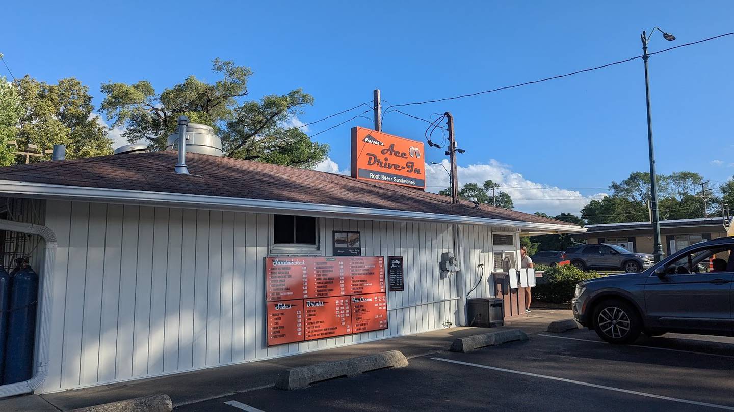 Ace Drive In located at 1207 Plainfield Road in Joliet, is seen on Monday, June 23, 2025. A menu is posted on the Ace Drive In building and on the drive in's website.