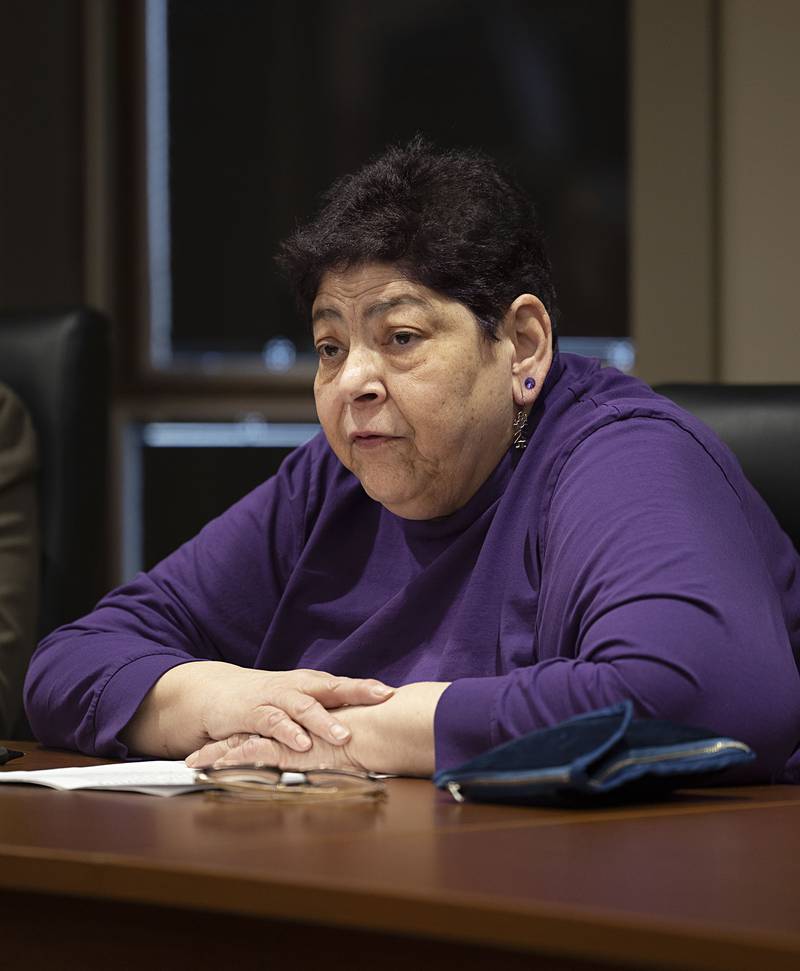 Sterling mayoral candidate Mary Carlson speaks during the Sauk Valley Area Chamber of Commerce hosted candidate forum Tuesday, March 21, 2023 for Sterling elections.