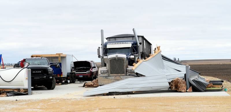 Friday's storm ripped the roof off the Gempeler's machine shed along Illinois 72 northwest of Forreston near the Carroll County line.