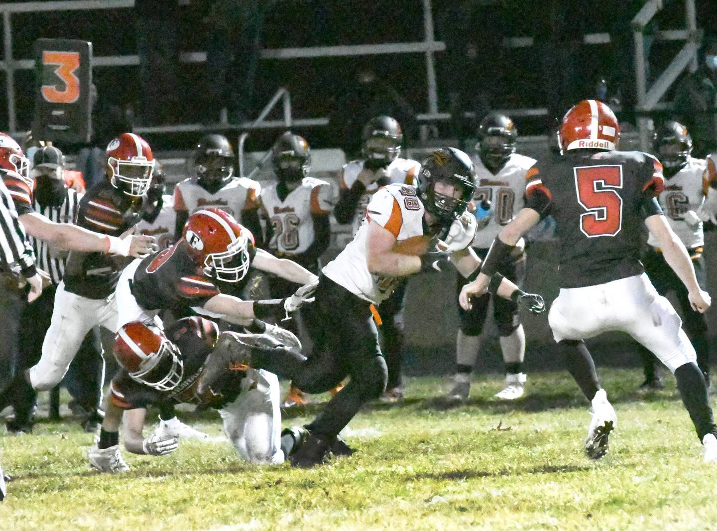 Milledgeville's Damon Miller runs for a gain against Forreston during March 27 action.