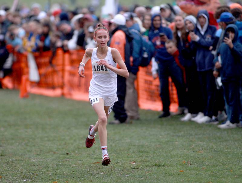 Barrington's Mia Sirois competes in the Class 3A State Cross Country Championships on Saturday, Nov. 9, 2024 at Detweiller Park in Peoria.