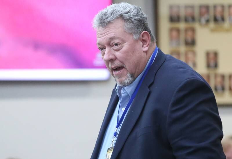 La Salle County Board member James Reid introduces himself before the La Salle County board during the La Salle County Board meeting on Thursday, Feb. 13, 2025 at the La Salle County Government Center in Ottawa. Reid replaces Beth Finley Smith in the District 4 seat.