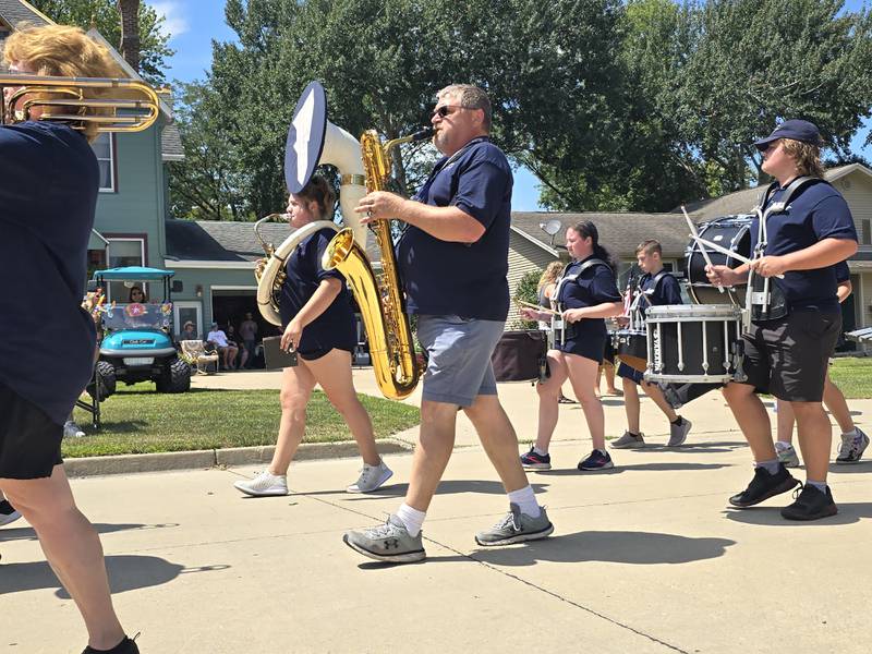 The Fieldcrest marching band participates Sunday, Aug. 11, 2024, in the Wenona Days Grand Parade.