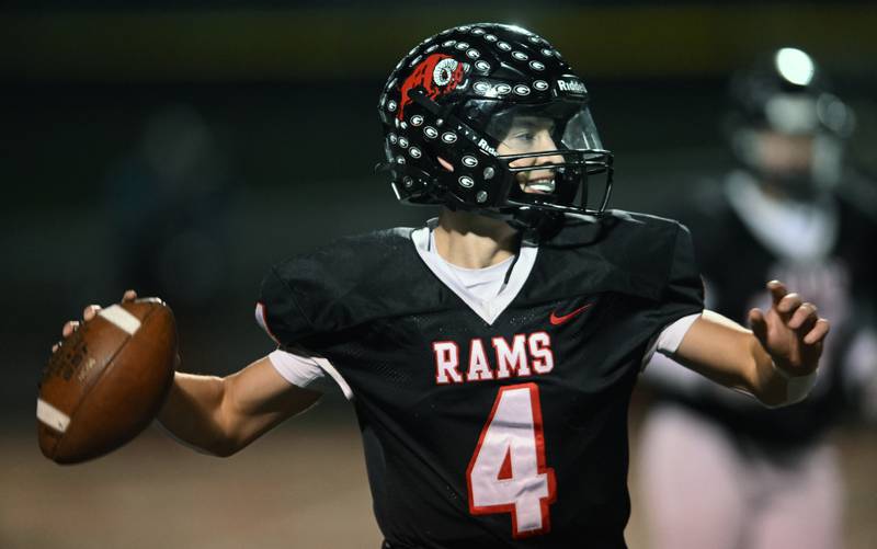 Glenbard East qaurterback Michael Nee throws a pass during the Class 8A second-round football playoff game against Stevenson on Friday, Nov. 8, 2024 in Lombard.