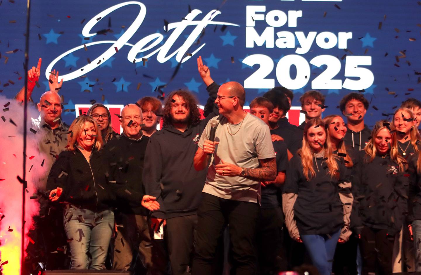 McHenry mayoral candidate and incumbent Wayne Jett hosted an election night party at The Vixen in McHenry on Tuesday, April 1, 2025.
