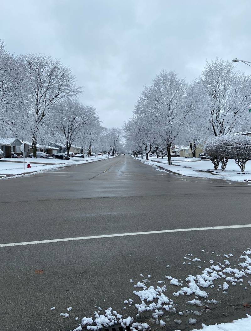 Nottingham Drive in Crystal Lake was clear of accumulated snow the morning of Saturday, March 25, 2023, despite snow falling overnight and into the morning.