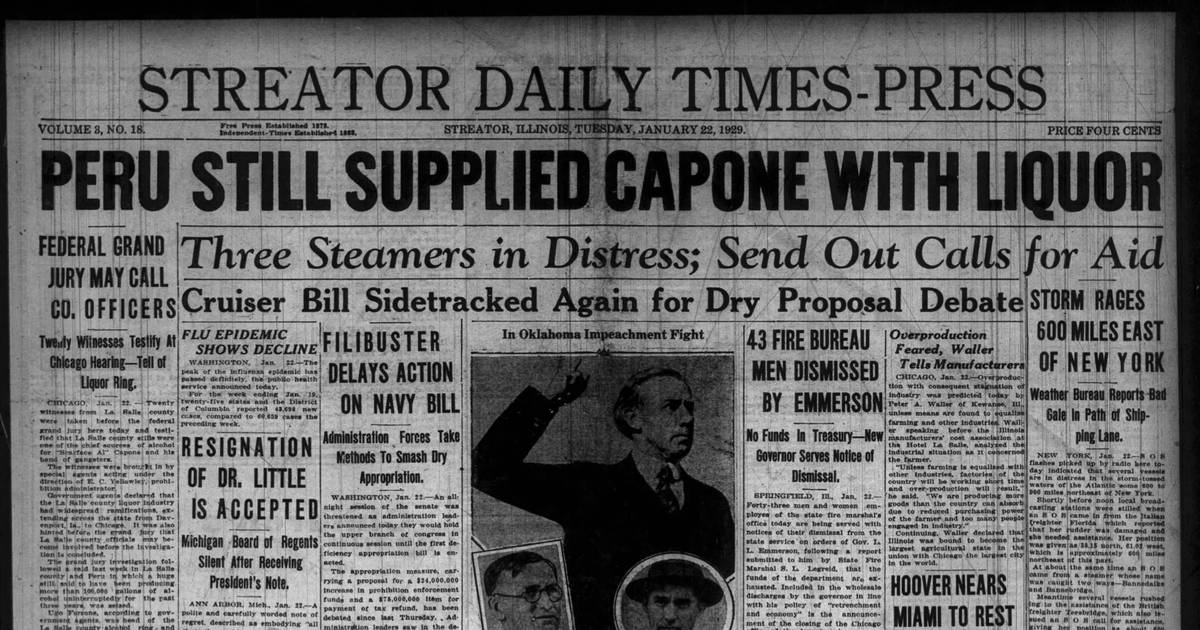 “Peru still supplied Capone with liquor” and more historical covers from January 22