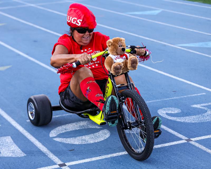 Rita Guenther racing for HUGS out of Shorewood races during the Great American Big Wheel Race.  July 22nd, 2023