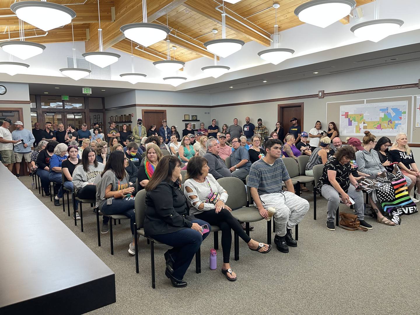 More than 80 people attended the Lake in the Hills' Village Board meeting on Tuesday, Sept. 20, 2022 as a result of the controversy surrounding UpRising Bakery and Cafe.