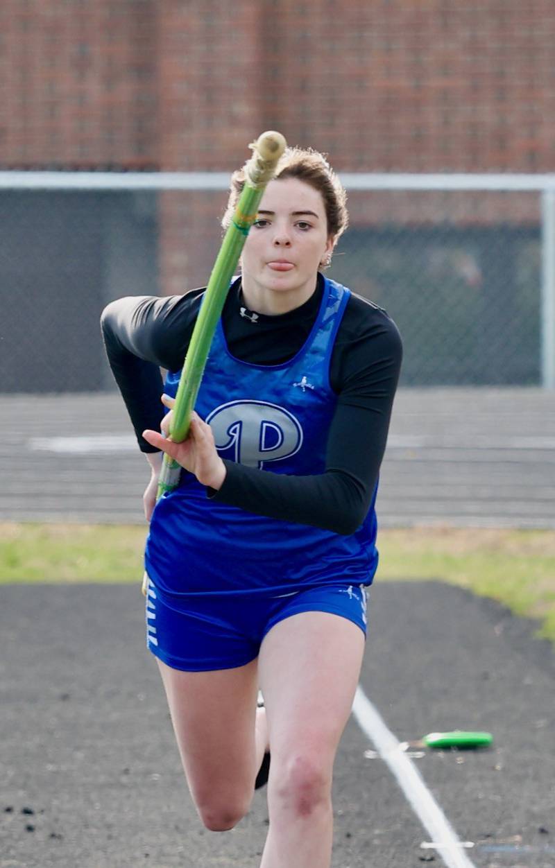 Princeton's Josie Sierens approaches the vault in Thursday's Howard-Monier Invite.