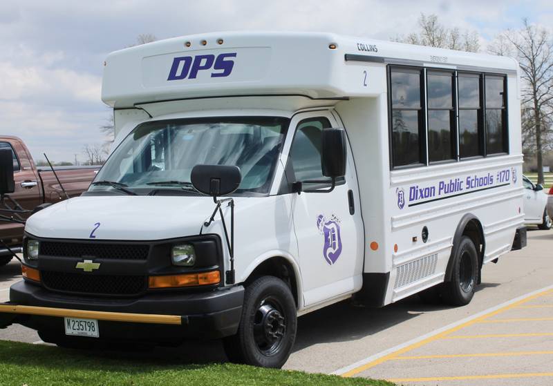 An activity bus in use by Dixon Public Schools, as seen on April 21, 2023.