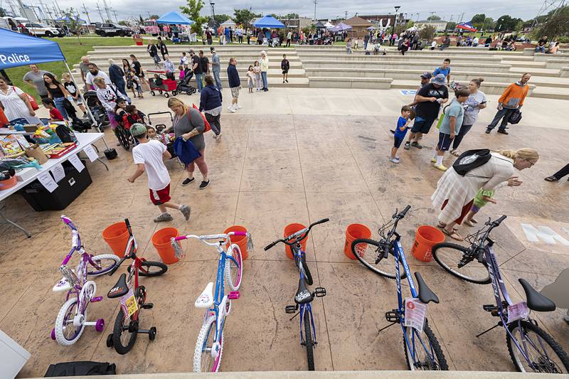 Six bikes were given away Tuesday, Aug. 6, 2024 during National Night Out in Rock Falls. Over $5,000 in prizes were donated to the RFPD for the first ever NNO event in Rock Falls.