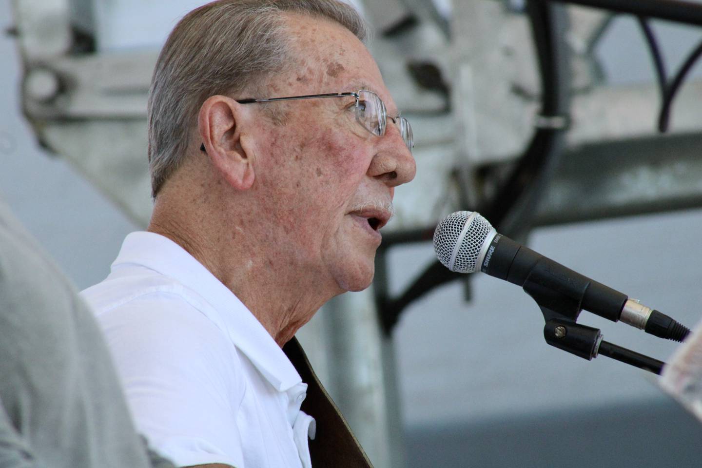 Lyle Grobe, band leader of the Rhythm Ramblers, performs Sunday from the Stella main stage as part of the Dixon Petunia Festival. Grobe was the grand marshal for the Petunia Festival parade in 2009.