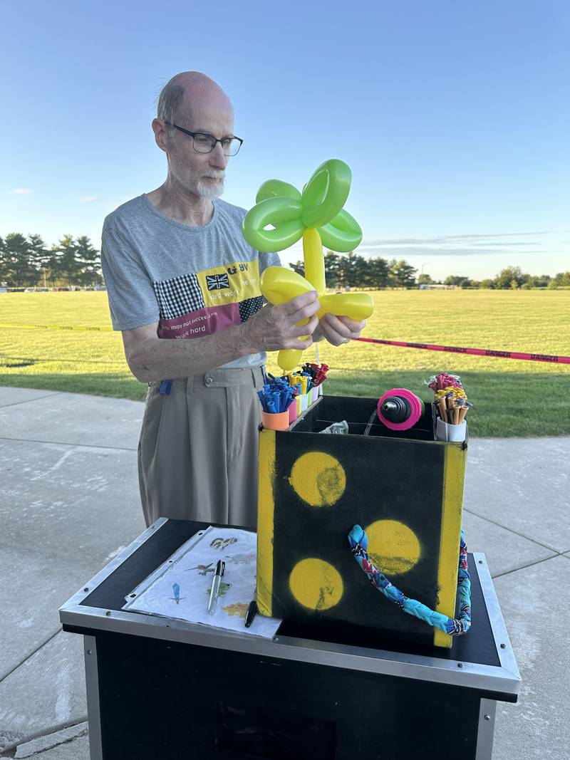 Balloon twister Mr. Cinnamon entertained children by offering free balloons to children during the Fourth of July fireworks celebration on Thursday, July 4, 2024 in Princeton.
