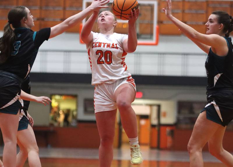 Crystal Lake Central’s Allison Barnett shoots against Woodstock North in varsity girls basketball on Monday, Jan. 26, 2026, at Crystal Lake Central High School in Crystal Lake.