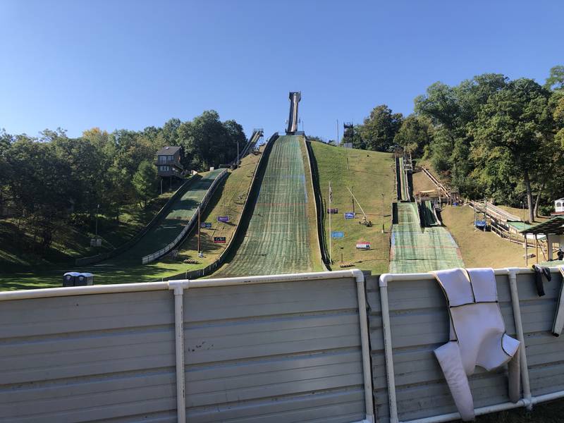 Ski jumpers from around the country were on hand Saturday and Sunday, Oct. 4 and 5, for the Norge Ski Club's annual Jumptoberfest tournament. Athletes - including to children just entering the sport- jumped on all of the hills in 80-degree weather.