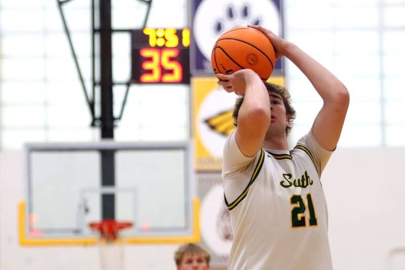 Crystal Lake South’s Ryan Morgan takes a free throw against Lakes in varsity boys basketball Hinkle Holiday Classic action on Friday, Dec. 26, 2025, at Jacobs High School in Algonquin.