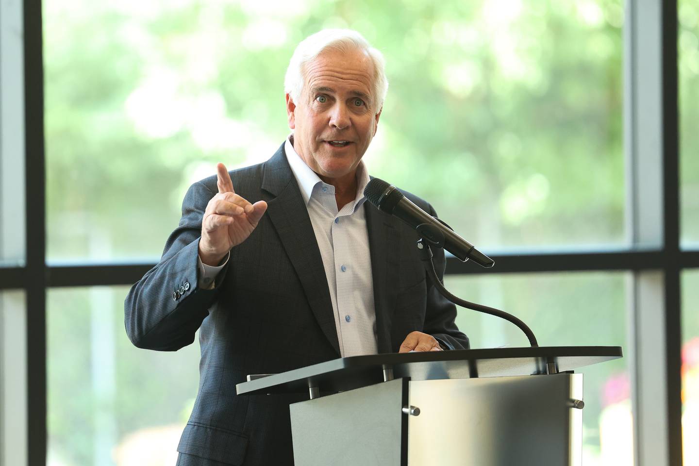 Joliet Mayor Terry D’Arcy speaks at the ribbon cutting ceremony for the new Cornerstone Wellness Center on Tuesday, Aug. 8, 2023 in Joliet.