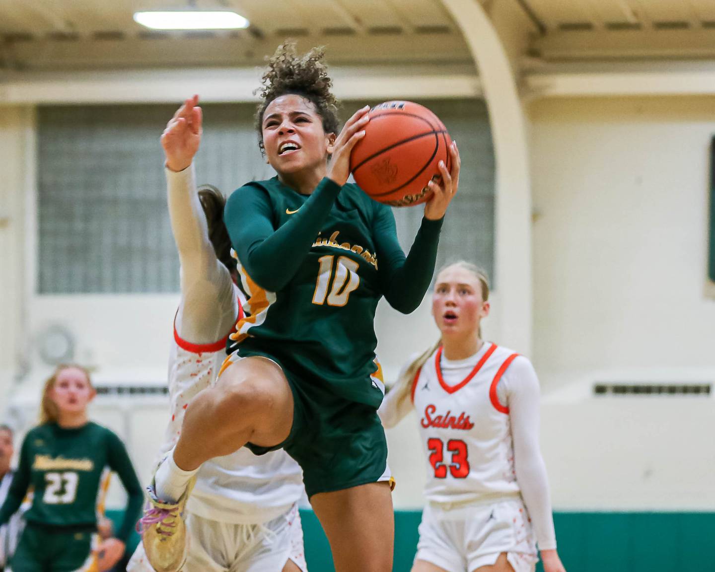 Waubonsie Valley's Danyella Mporokoso (10) puts up a a shot during their York Thanksgiving Tournament game between St Charles East at Waubonsie Valley on Monday, Nov 18, 2024  in Elmurst.