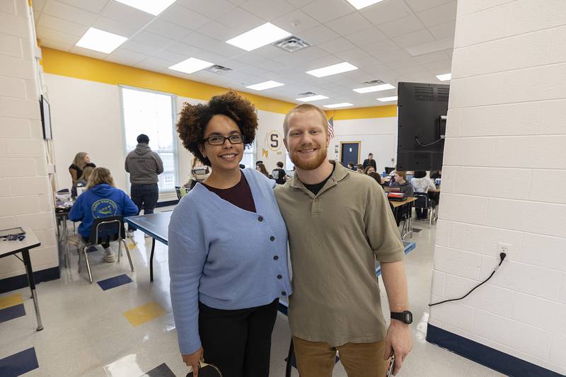 Sterling High School teachers Zhane (left) and Nolan Baker, who are married, started a ping pong club at the school.