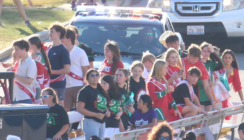 L-P Student Council and Homecoming Court rides on a float during the L-P Homecoming parade on Thursday, Sept. 26, 2024 near the corner of 7th Street and Orleans Street in Peru.