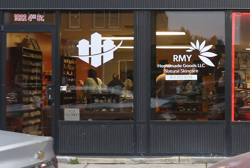 An exterior view of  RMY Homemade Goods Natural Skin Care on Tuesday, Nov. 18, 2025 downtown Peru.
