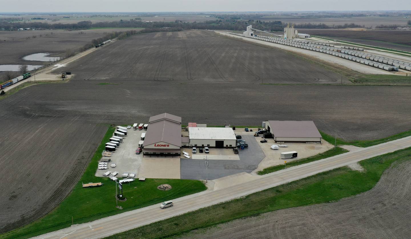 In this farm field behined the Leone's Polaris dealer, will be the new industrial manufacture GAF, occupying 142 acres off of Plank Road on Wednesday, April 27, 2022 in Peru.
