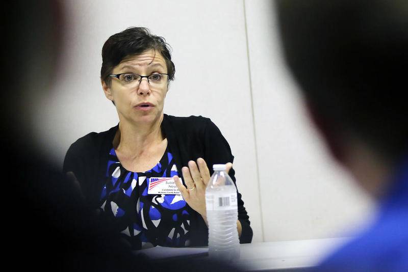 McHenry County Board candidate Suzanne Ness talks with the Northwest Herald editorial board on Monday, Sep. 24, 2018 in Crystal Lake.