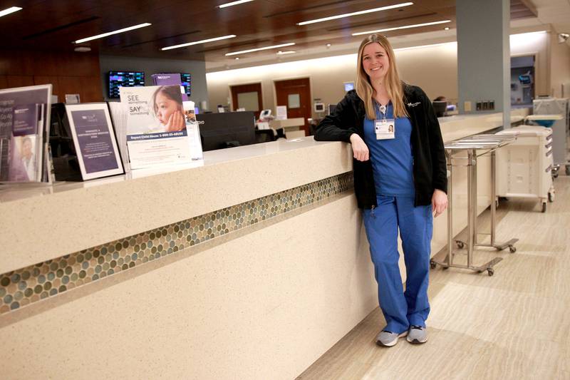 Registered Nurse Allie Spontak works in the emergency room at Northwestern Medicine Delnor Hospital in Geneva.