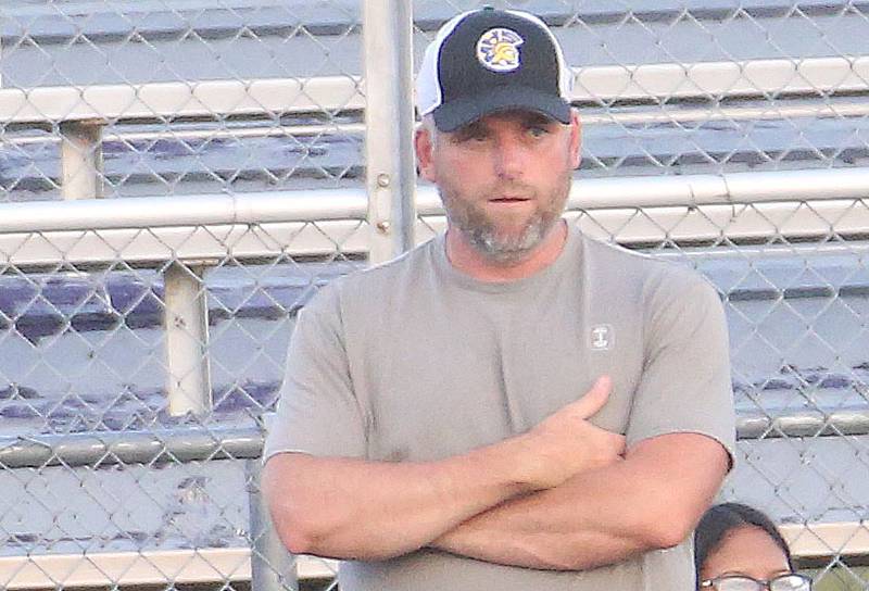 Mendota head boys soccer coach Nick Meyers coaches his team during the game against Kewanee during the Three Rivers Tournament on Thursday, Oct. 2, 2025 at Mendota High School.