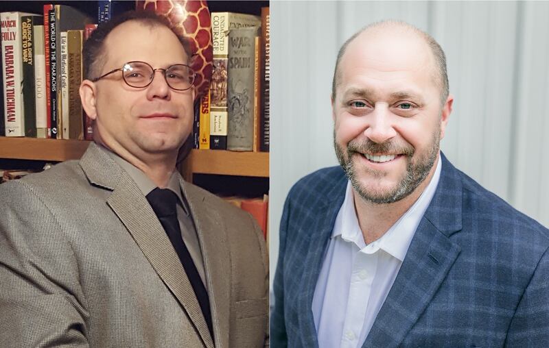 The candidates for District 7 in the McHenry County Board Republican primary include Peter Suffield (left) and Paul Thomas.