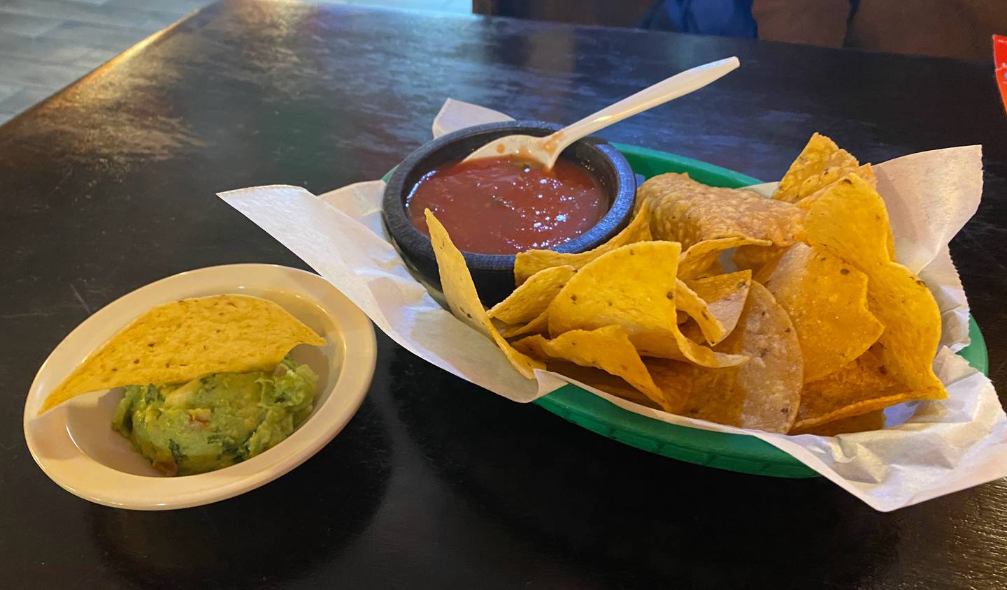 No trip to a Mexican restaurant is complete without an order of chips, guacamole and salsa ($8.99).