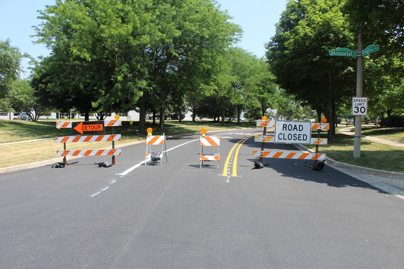 Road closure for repaving and roundabout construction on Congress Parkway on June 22, 2023.