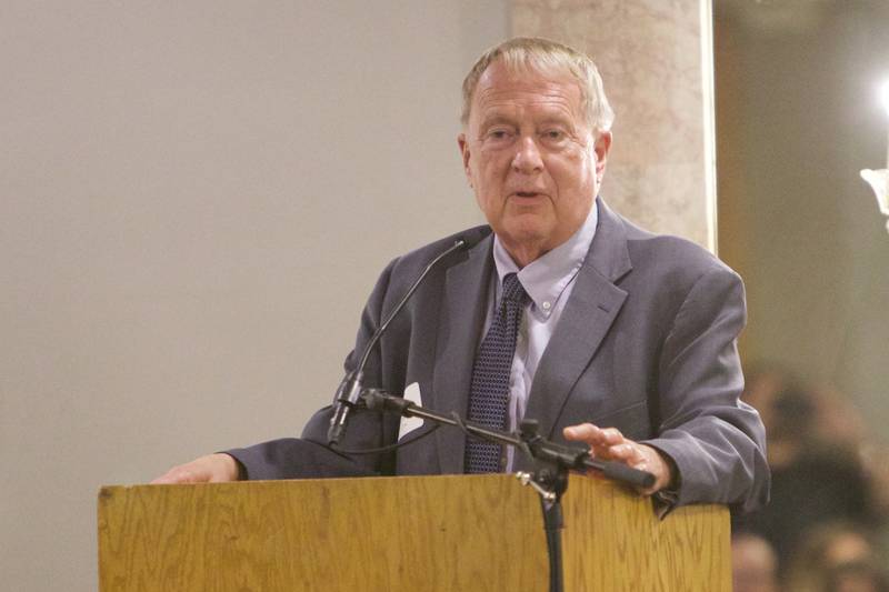 Batavia's Mayor Jeffery Schielke talks about Citizen of the year winner Dan Hoefler at the Inspire Awards Event on April 28, 2022 at Lincoln Inn in Batavia.